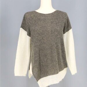 HELMUT LANG Alpaca Mohair Blend Asymmetrical Hem Sweater, Size L